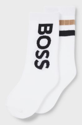 Kids' two-pack of socks with logo details, White