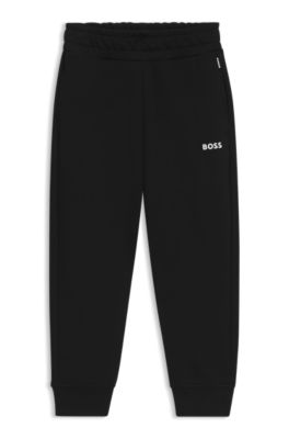 Kids' cotton-blend tracksuit bottoms with logo print, Black