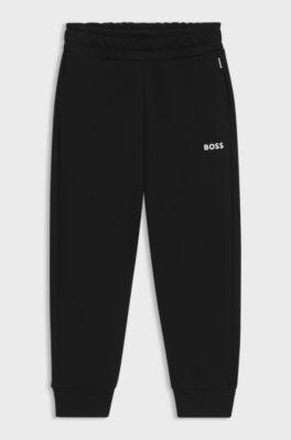 Kids' cotton-blend tracksuit bottoms with logo print, Black