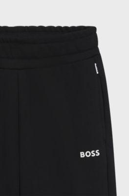 Kids' cotton-blend tracksuit bottoms with logo print, Black