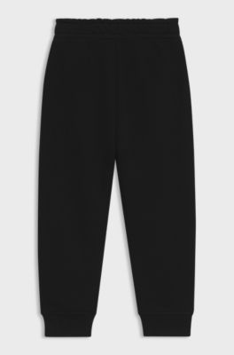 Kids' cotton-blend tracksuit bottoms with logo print, Black