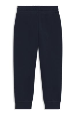 Kids' cotton-blend tracksuit bottoms with logo print, Dark Blue