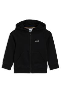 Kids-Fleece-Hoodie aus Baumwoll-Mix mit Logo-Print, Schwarz