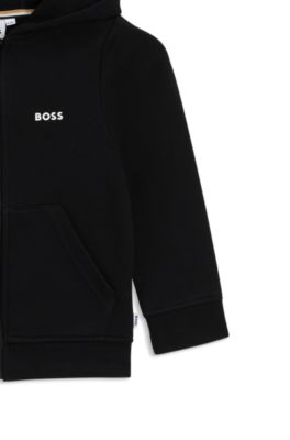 키즈 로고 프린트 코튼 블렌드 플리스 후디, 블랙