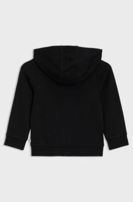 Kids' cotton-blend-fleece hoodie with logo print, Black