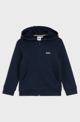 Kids' cotton-blend-fleece hoodie with logo print, Dark Blue