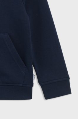 Kids' cotton-blend-fleece hoodie with logo print, Dark Blue