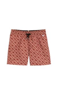 Kids' swim shorts with monogram print, Dark Orange