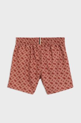 Kinderzwemshorts met monogramprint, Donkeroranje