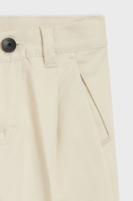 Pantalones chinos para ni&ntilde;os de sarga de algod&oacute;n el&aacute;stico, Beige claro