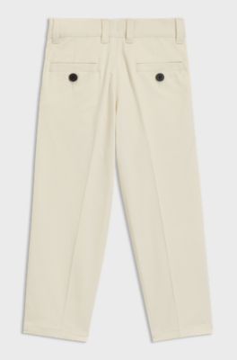 Pantalones chinos para ni&ntilde;os de sarga de algod&oacute;n el&aacute;stico, Beige claro