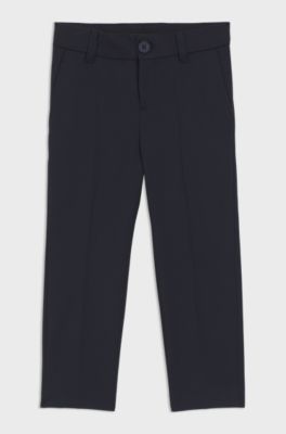 Pantaloni regular fit per bambini in misto lana elasticizzata, Blu scuro