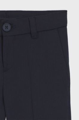 Pantaloni regular fit per bambini in misto lana elasticizzata, Blu scuro