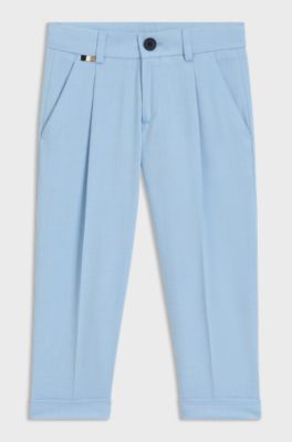 Pantaloni eleganti per bambini in tessuto elasticizzato, Celeste