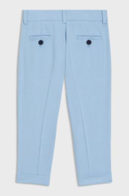 Pantaloni eleganti per bambini in tessuto elasticizzato, Celeste