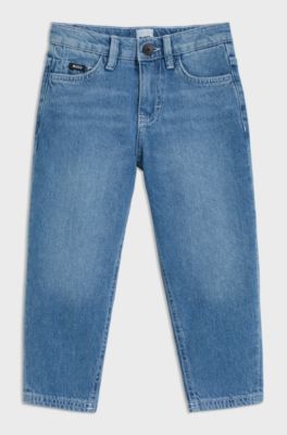 Loose-fit kinderjeans in blauw denim, Blauw