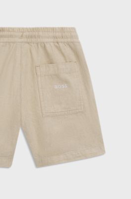 Kids' shorts in linen and cotton, Beige