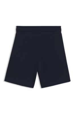 Kids' shorts in cotton-blend fleece with logo print, Dark Blue