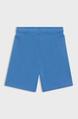 Bermuda per bambini in pile di misto cotone con logo stampato, Blu