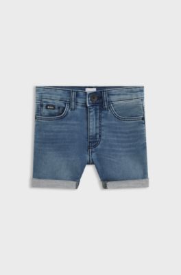 Kids' shorts in blue stretch denim, Blue