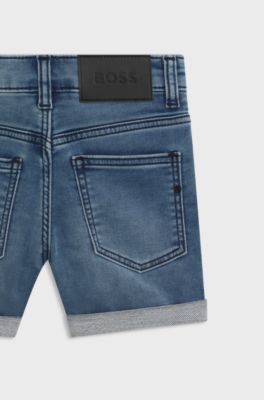 Kids' shorts in blue stretch denim, Blue