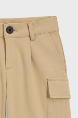 Kids' cargo shorts in stretch piqu&eacute;, Beige