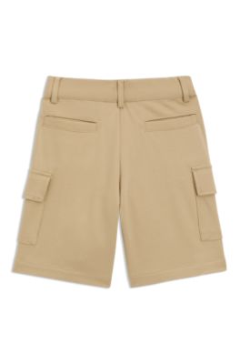 Kids' cargo shorts in stretch piqu&eacute;, Beige