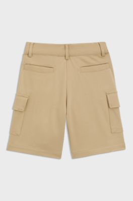 Bermuda cargo per bambini in piqu&eacute; elasticizzato, Beige