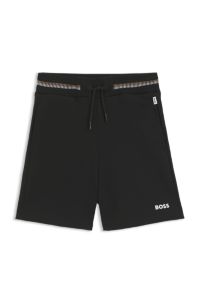 Kids-Shorts aus Baumwoll-Mix mit Streifen am Bund, Schwarz