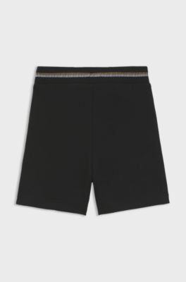 Kids' cotton-blend shorts with striped waistband, Black