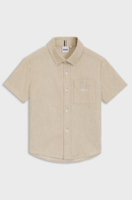 Kids' loose-fit shirt in linen and cotton, Beige