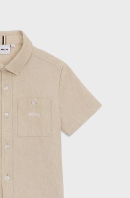 Kids' loose-fit shirt in linen and cotton, Beige