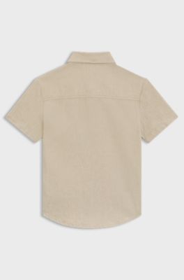 Kids' loose-fit shirt in linen and cotton, Beige