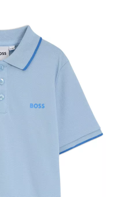 Polo en piqué de coton à logo imprimé pour enfant