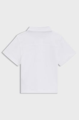 Kids' polo shirt in cotton with embroidered logo, White