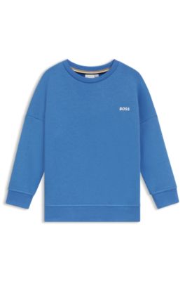 Felpa per bambini in pile di misto cotone con logo a contrasto, Blu