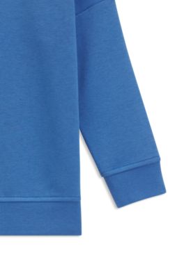 Felpa per bambini in pile di misto cotone con logo a contrasto, Blu