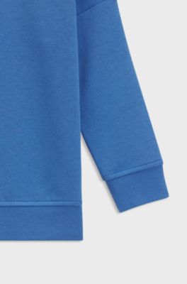 Sweatshirt til b&oslash;rn i fleece af en bomuldsblanding og med kontrastfuldt logo, Bl&aring;