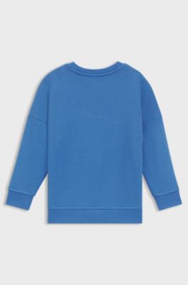 Felpa per bambini in pile di misto cotone con logo a contrasto, Blu
