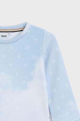Sudadera de forro polar para ni&ntilde;os con nubes y monogramas Double B, Celeste