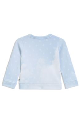 Felpa per bambini in pile con nuvole e monogrammi Double B, Celeste