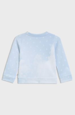 Kids' fleece sweatshirt with clouds and Double B monograms, Light Blue