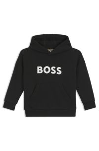 Kids-Hoodie aus Baumwoll-Mix mit Kontrast-Logo, Schwarz