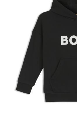 Kids' cotton-blend hoodie with contrast logo, Black