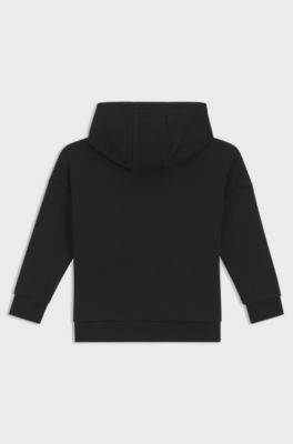 Kids' cotton-blend hoodie with contrast logo, Black