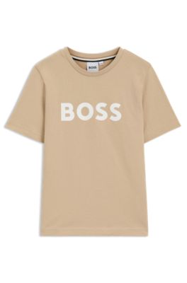 T-shirt f&ouml;r barn, i bomull med tryckt logga, Beige