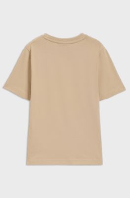 Kids' T-shirt in cotton with logo print, Beige