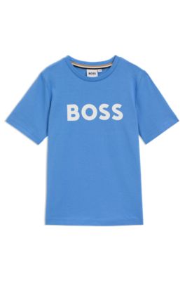 Kids' T-shirt in cotton with logo print, Blue