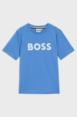 Kids' T-shirt in cotton with logo print, Blue