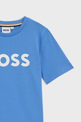 Kids' T-shirt in cotton with logo print, Blue